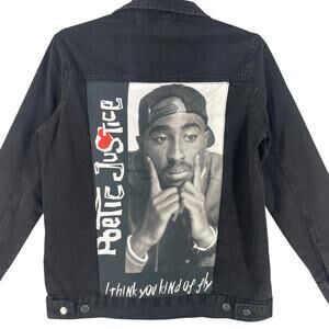 Y2K Chemistry Denim Jacket Mens Small Black Poetic Justice Tupac Hip Hop 90s Rap